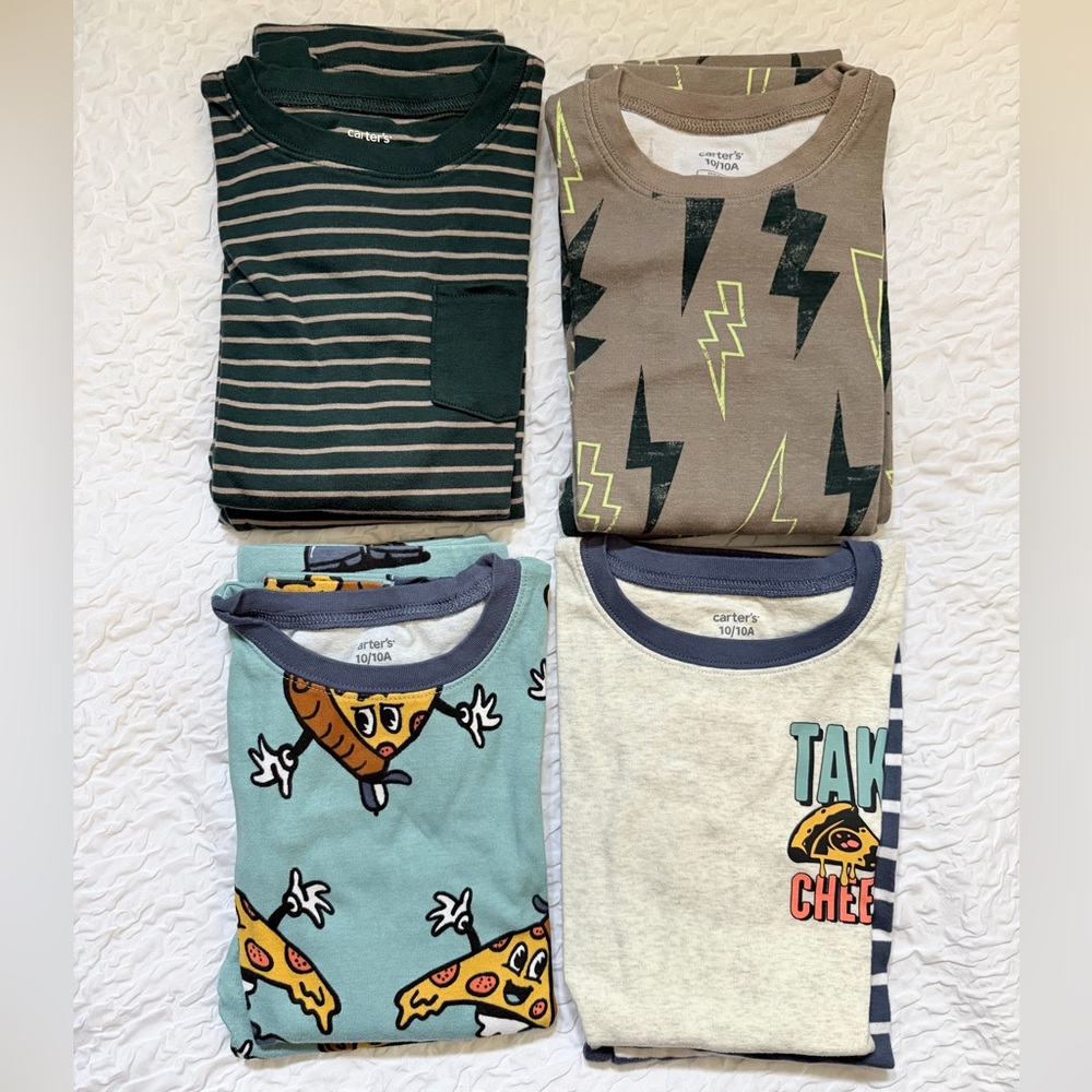 Carter's Boys' 4 Long-sleeves Cotton Pajama Sets, Size 10